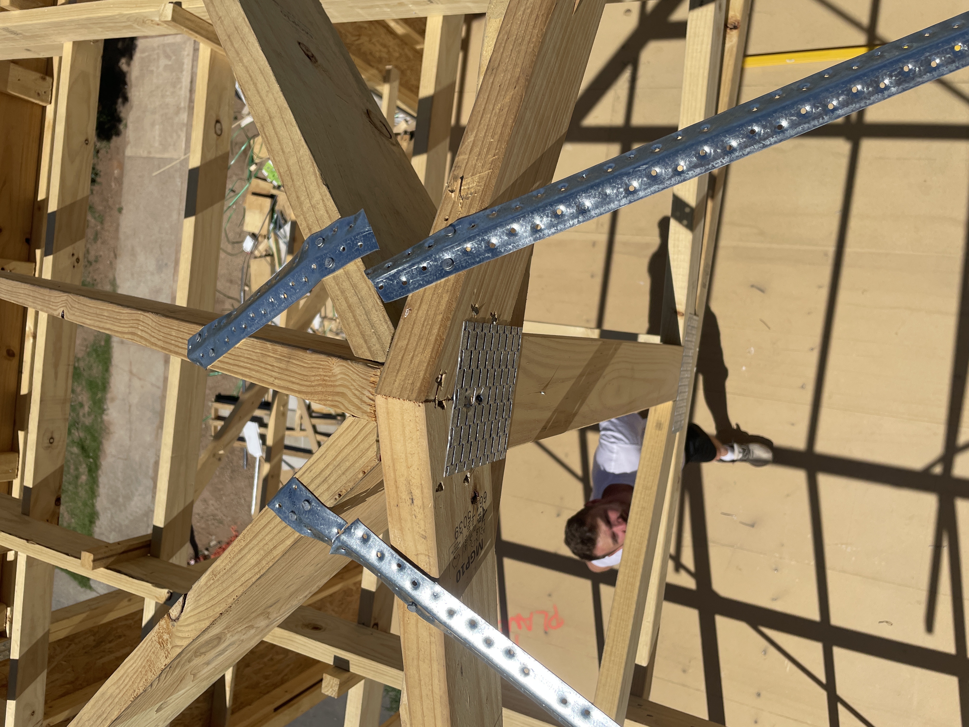 Building defect inspection showing incorrect speed brace installation - Critical structural support issue identified during professional property inspection in Adelaide